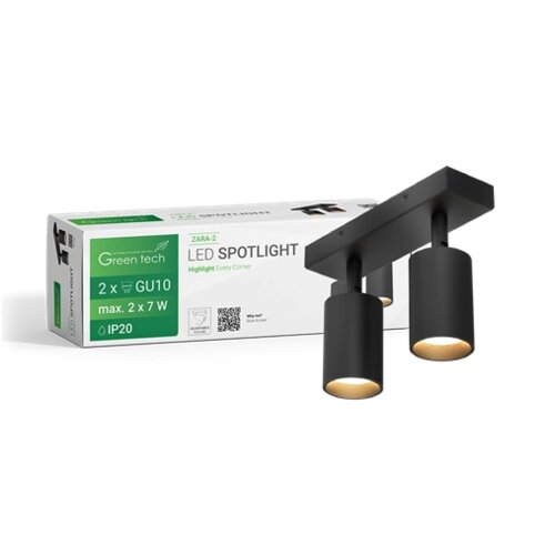 Greentech LED SPOT SVETILJKA GU10 X2 CRNA Slike