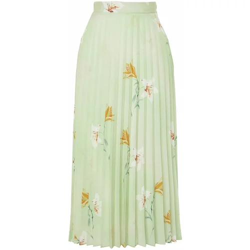 Trendyol Multi Color Floral Pattern Pleated Satin Fabric Maxi Length Woven Skirt