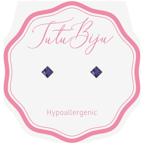 Tutu Biju naušnice Square 4.0 mm Tanzanite Cijene