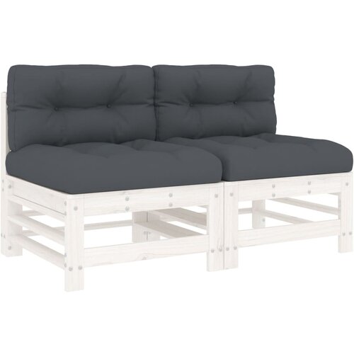 Maison Chic Sredinski kavč - Sofa - Kanape z blazinami 2 kosa bela trdna borovina, (21727016) Cene