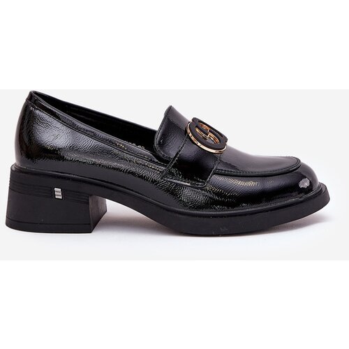 VINCEZA Lacquered Leather Moccasins On Heel Slike