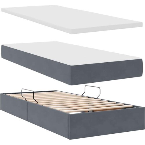  Krevet s prostorom za pohranu s LED-om Tamno siva 90 x 200 cm Slike