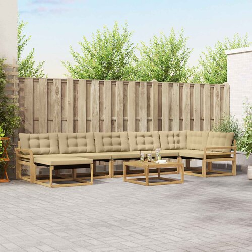  Set vanjskih sofa 8 kom. Bijela i bež Čvrsto drvo akacije Cene