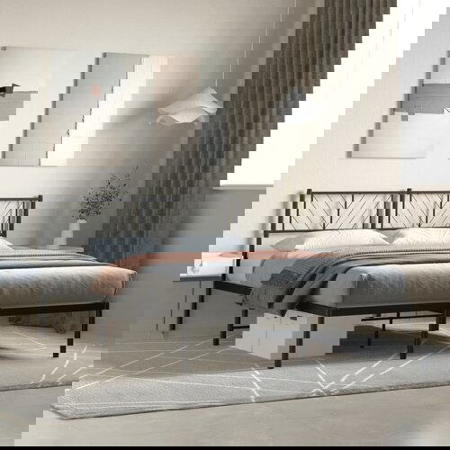 VidaXL Metalni okvir za krevet s uzglavljem crni 140x200 cm Slike