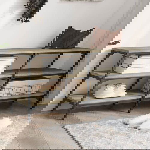 VidaXL Klupa za cipele boja hrasta 100x38 5x49 cm konstruirano drvo Slike