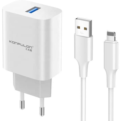  Kućni punjač KONFULON C87 sa iPhone Lightning kablom, 3A, 1m Cene