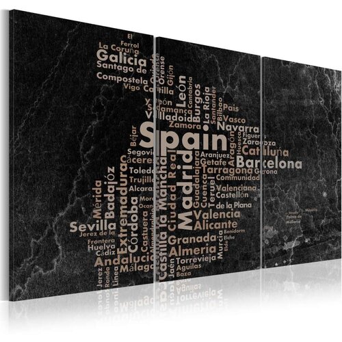  Slika - Map of Spain on the blackboard - triptich 120x60 Slike