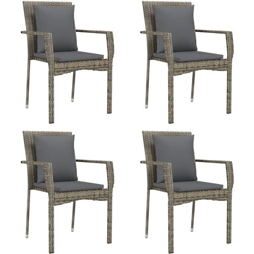 Maison Chic Vrtni stoli - Stol za vrt z blazinami 4 kosi poli ratan sive barve JS2250, (21877077) Slike