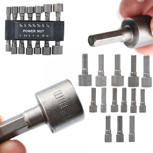 Rosfix Nastavki 5-12 Mm &amp;ndash; Komplet 14 Kos, Vpenjanje 1/4, Nerjaveče Jeklo, Dolžina 2,2 Cm | Za Vrtalnik-Vijak, (5000243700) Slike