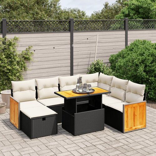 vidaXL 8-dijelni set vrtnih sofa od poliratana s jastucima crni Cijene