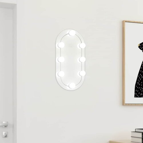  Ogledalo s LED svjetlima 40 x 20 cm stakleno ovalno Slike