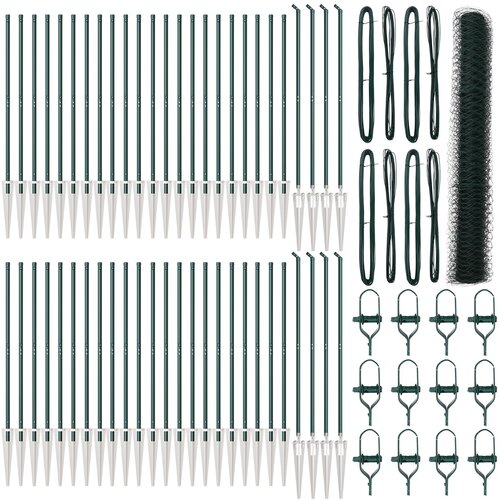 vidaXL Šesterokutna Ograda Zelena 1.2x100 m Čelik, Stupovi Ograde s Oštrim Krajem 13 kom Ø32 mm 140 cm Galvanizirani Čelik Cijene