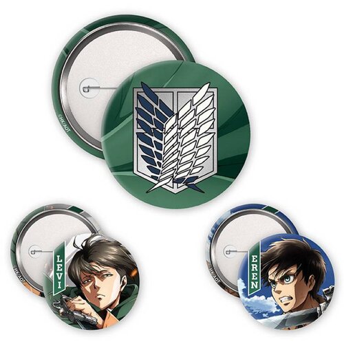 Abystyle Badge - Attack On Titan - Eren & Levi - Badge Pack Cene