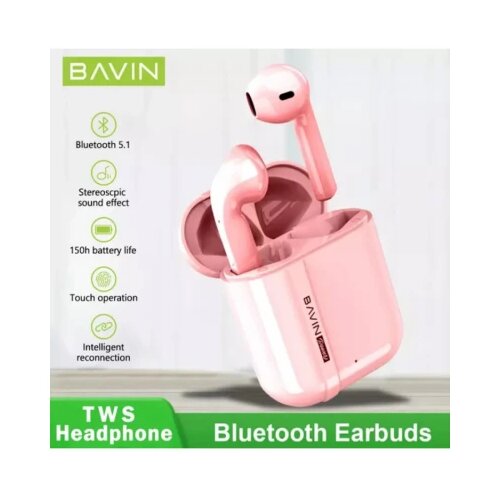 BAVIN wireless tws slušalice + kabl type-c pink Slike