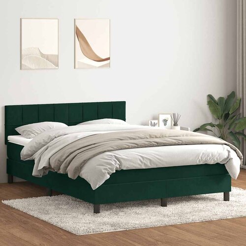 Box Spring krevet s madracem tamno zeleni 160x220 cm baršun Cene