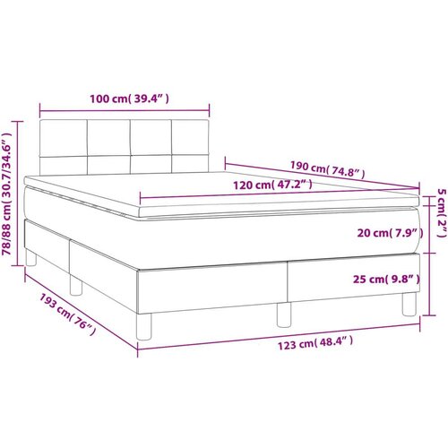 VidaXL Krevet s oprugama i madracem svjetlosivi 120x190 cm od tkanine Slike
