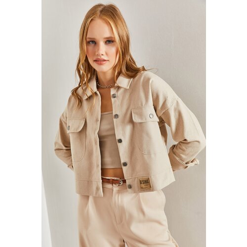 Bianco Lucci Women&amp;#039;s Double Pocketed Gabardine Jacket Slike