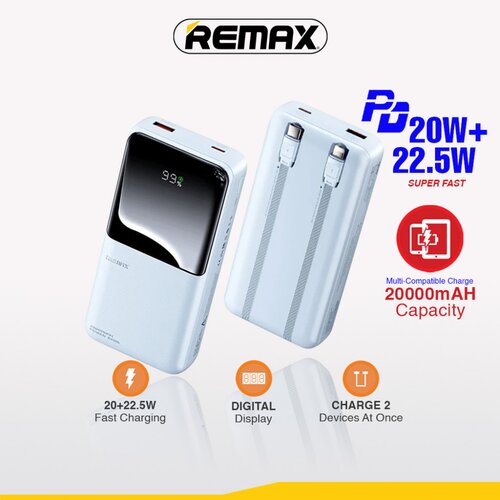 Remax Power bank prenosiva baterija Cynlle Series RPP-680 PD 20W+QC 22.5W 20000mAh plavi Cene