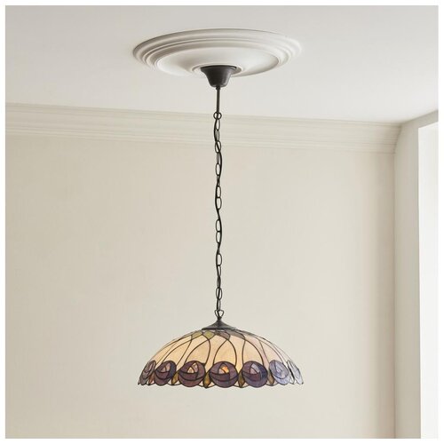 Endon 111985 - Luster na lancu Tiffany HUTCHINSON 3xE27/10W/230V prečnik 50 cm Slike