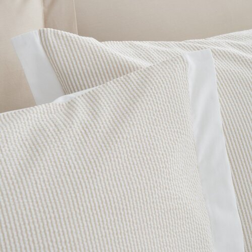 Bianca Kremno bela enojna posteljnina iz bombažnega perkala 135x200 cm Seersucker Woven Stripe &amp;ndash; Slike