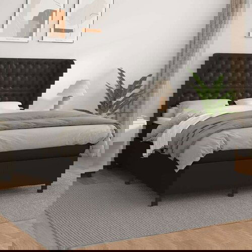  Box spring postelja z vzmetnico črn 140x200 cm umetno usnje, (20727205) Slike