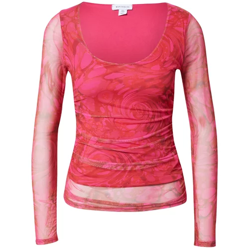 Warehouse Majica 'Jemma Lewis' roza / temno roza / rdeča