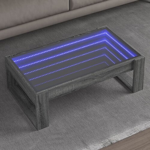 VidaXL Stolić s beskonačnim LED svjetlima boja hrasta 90x53x30 cm Slike