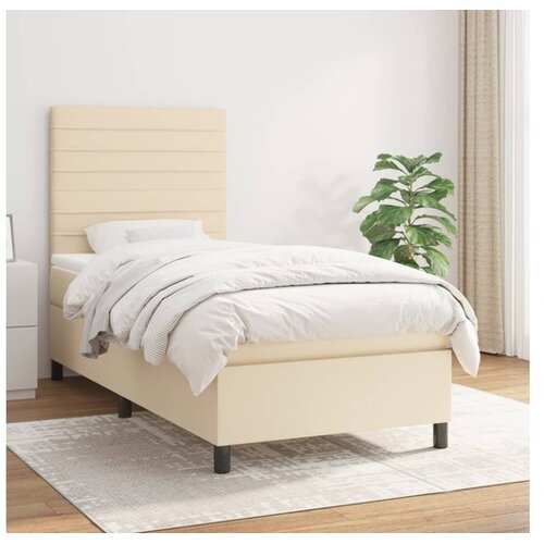  Box spring postelja z vzmetnico krem 90x200 cm blago Cene