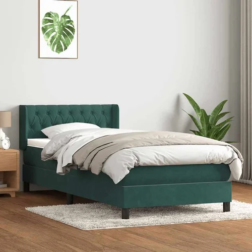 Box Spring krevet s madracem tamno zeleni 100x220 cm baršun