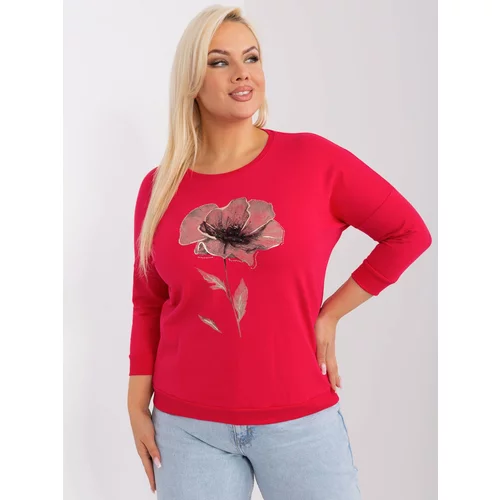 Fashion Hunters Red women's plus size blouse with appliqués
