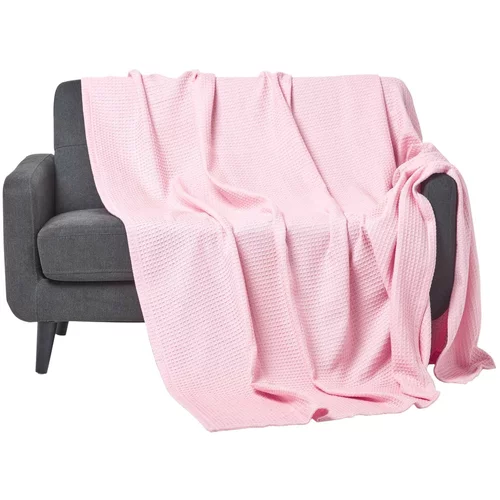 HOMESCAPES Organska bombažna odeja z valovnicami/odejo roza, 280x230 cm, (20749970)