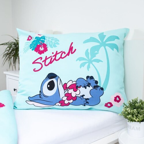 Jerry Fabrics Modra enojna bombažna otro&amp;scaron;ka posteljnina 140x200 cm Lilo a Stitch &amp;quot;Hawaii&amp;quot; &amp;ndash; Slike
