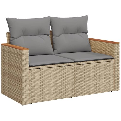  9-dijelni set vrtnih sofa s jastucima bež od poliratana 61 x 62 x 69 cm Slike