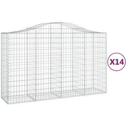  Lučne gabionske ko&amp;scaron;are 14kom 200x50x120/140cm pocinčano željezo Slike