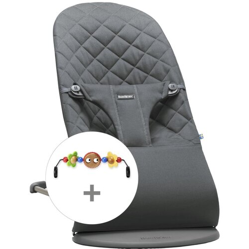 Baby Bjorn Gugalnik Bliss Cotton + Wooden Toy - Anthracite Cene