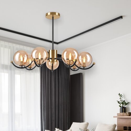  Luster na &amp;scaron;ipci GEORGIA 7xE14/5W/230V zlatna/zadimljeno bež Slike