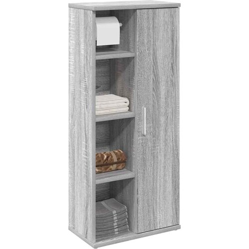 vidaXL Kopalniška omarica z držalom za zvitke siva sonoma 39x22x90 cm Cene