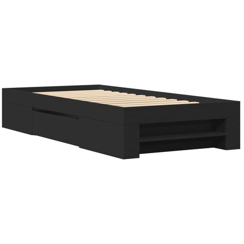 VidaXL Okvir za krevet crni 90 x 190 cm od konstruiranog drva Slike