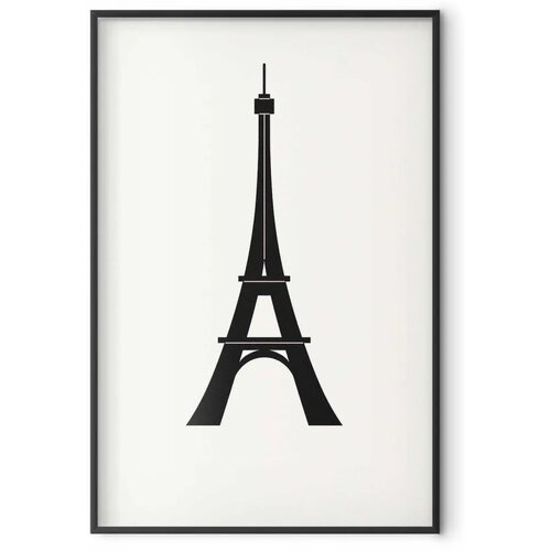  Plakat - Eiffel Tower Simple Black-and-White Graphic 60x90 Crni okvir Slike