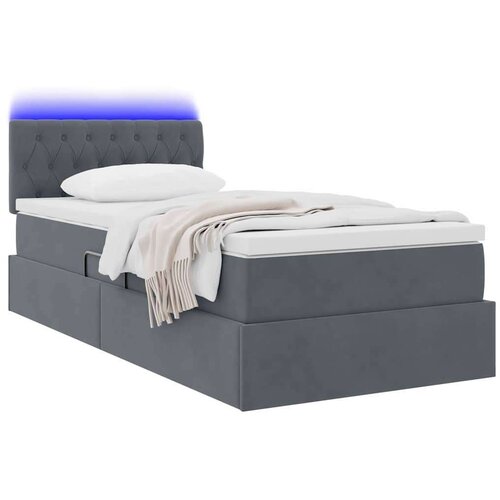  Krevet s prostorom za pohranu s LED-om Tamno siva 90 x 190 cm Slike