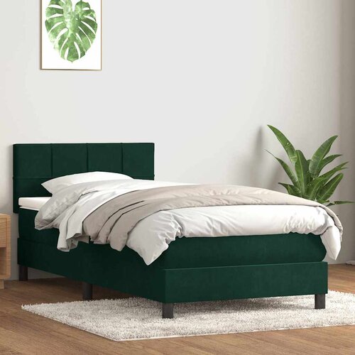 Box Spring krevet s madracem i LED tamnozeleni 80x220 cm bar&amp;scaron;un Slike