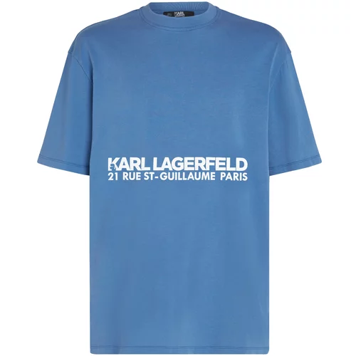Karl Lagerfeld Majica 'Rue St-Guillaume' sivkasto plava / bijela