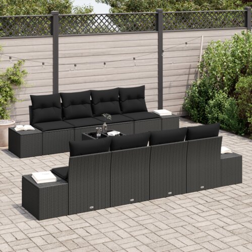 SOFA 6 pcs Crna 294 x 62 x 69 cm poliratan Slike