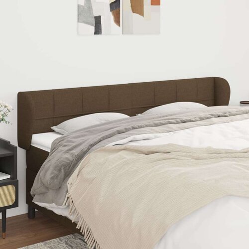  Vzglavje z u&amp;scaron;esi temno rjavo 183x23x78/88 cm blago, (20936209) Slike