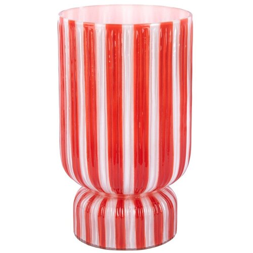 PT LIVING Rdeča steklena vaza (vi&scaron;ina 26 cm) Rayado Retro &ndash; Cene