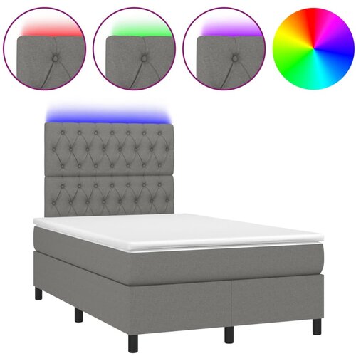 Maison Chic Box spring postelja - Vzmetna postelja z vzmetnico LED temno siva 120x190 cm blago SL16324, (21902336) Cene