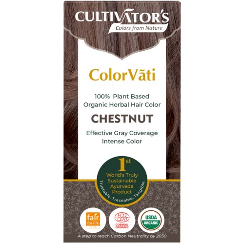 CULTIVATOR&amp;#039;S ColorV&amp;atilde;ti Organska zeli&amp;scaron;čna barva za lase - 15 kostanjev - 100 g Slike