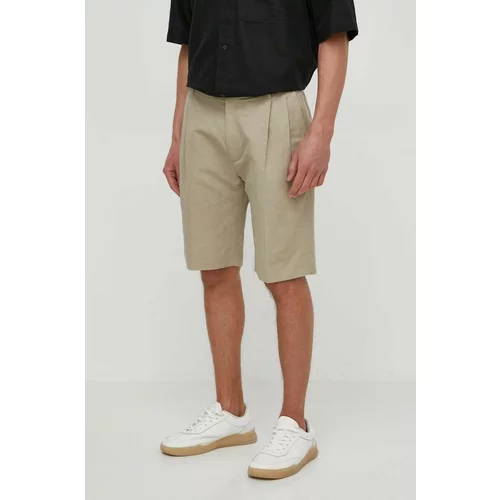 Calvin Klein Kratke hlače s dodatkom lana boja: bež, K10K112657