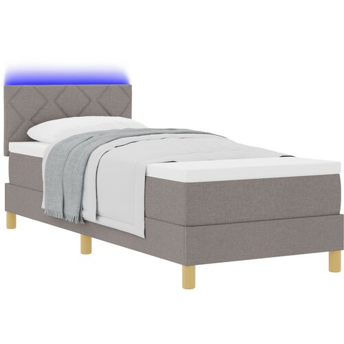 VidaXL Postelja s &amp;scaron;irokim dnom z vzmetnico in LED Taupe 80x200 cm iz tkanine, (22083979) Slike