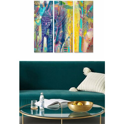Wallity MDF1031327167 multicolor decorative mdf painting (3 pieces) Cene